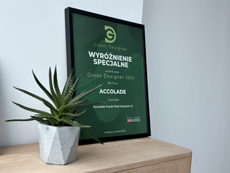 Accolade oceněno za projekt ve Štětíně – GREEN DESIGNER 2025